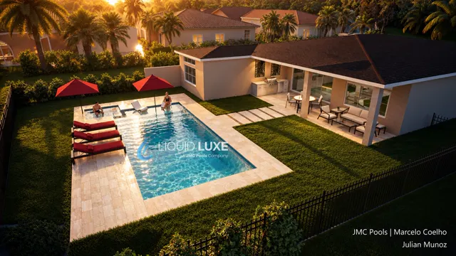 3D render of the Munoz pool, view 04 (aerial view)